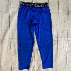 Under Armour boys youth L fitted heatgear athletic leggings blue